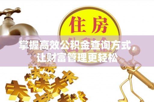 尖山掌握高效公积金查询方式，让财富管理更轻松